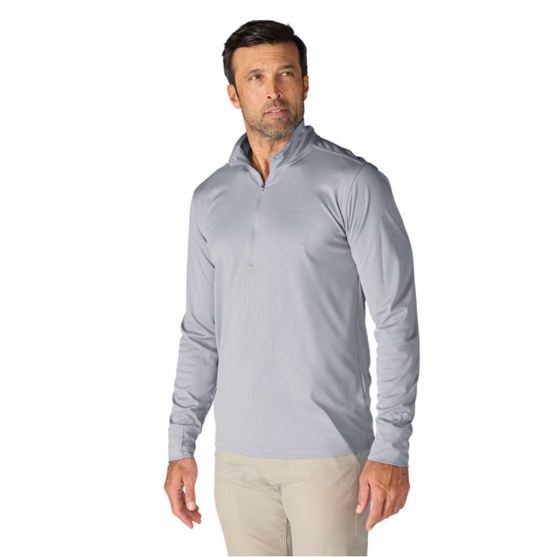Carhartt  Steel Heather Carhartt Force Sun Defender™ T-shirt met lange mouwen, halve rits en relaxte pasvorm