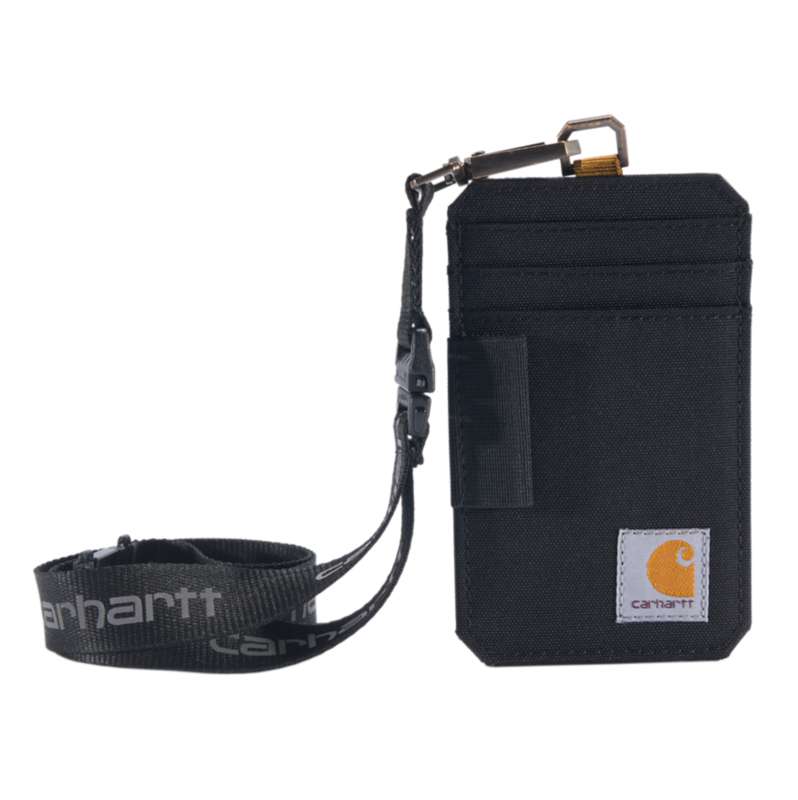 Carhartt  Black Nylon Duck Id Holder And Lanyard