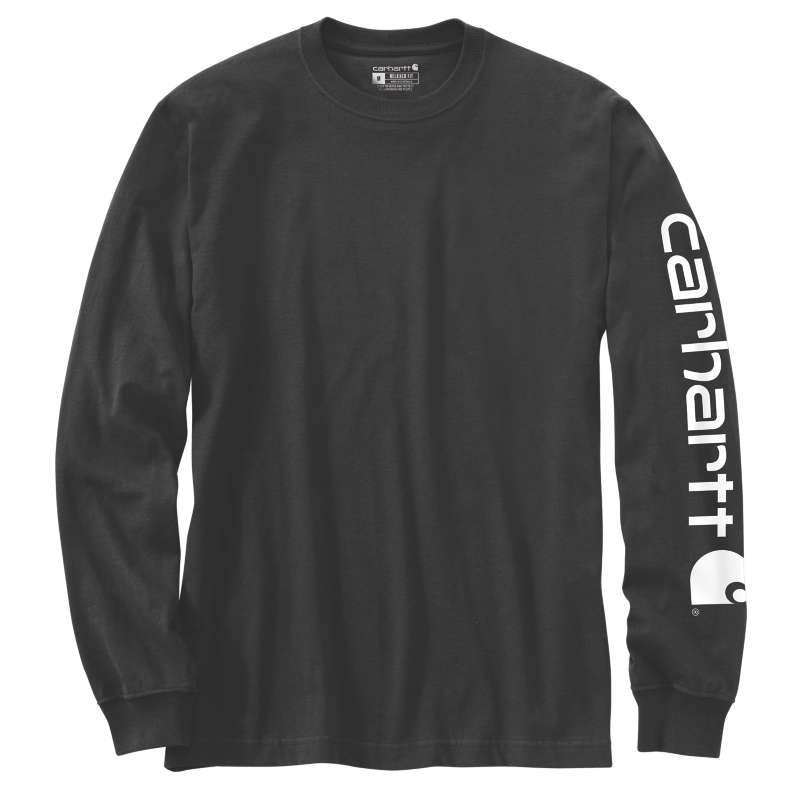 Carhartt  Black Relaxed Fit Heavyweight Long-Sleeve Logo Sleeve Graphic T-Shirt
