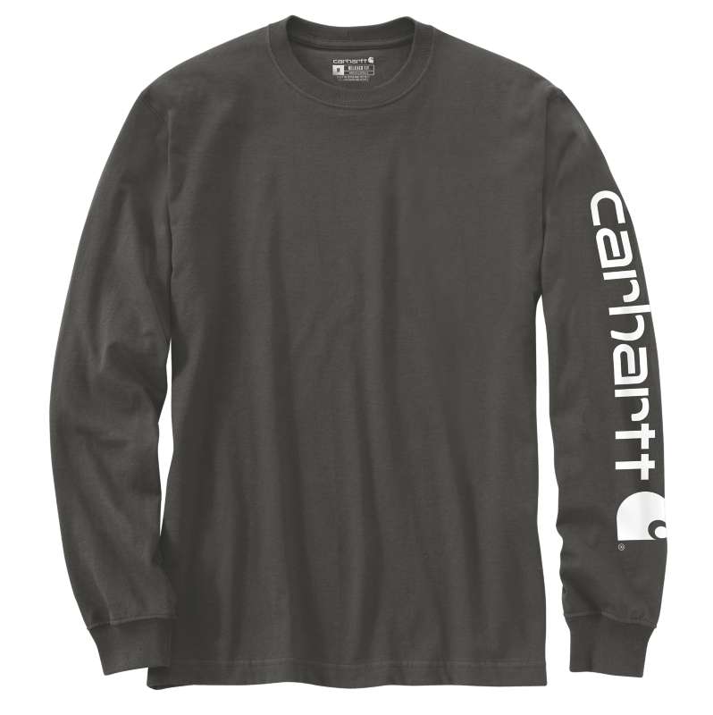 Carhartt  Carbon Heather Relaxed Fit Heavyweight Long-Sleeve Logo Sleeve Graphic T-Shirt
