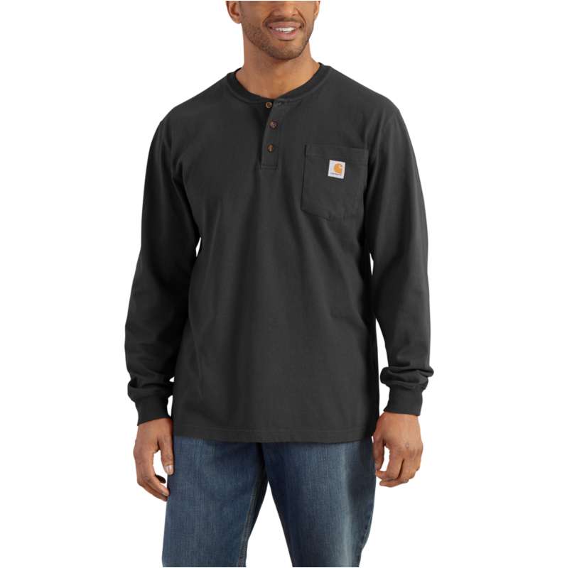 Carhartt  Black Loose Fit Heavyweight Long-Sleeve Pocket Henley T-Shirt