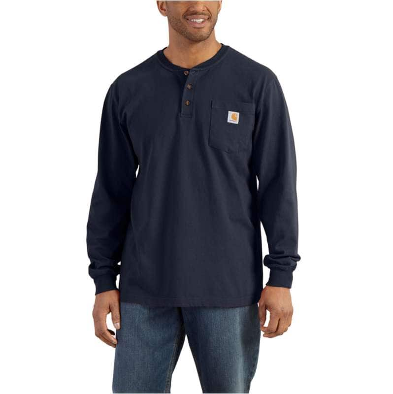 Carhartt  Navy Loose Fit Heavyweight Long-Sleeve Pocket Henley T-Shirt