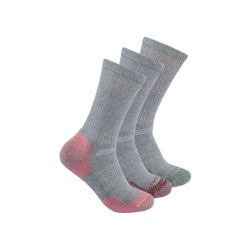 Carhartt  Gray Midweight Cotton Blend Crew Sock 3 Pair