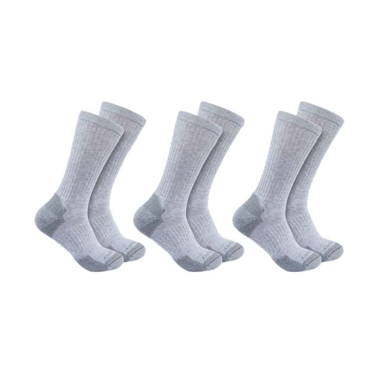 Carhartt  Gray Midweight Cotton Blend Crew Sock 3 Pairs