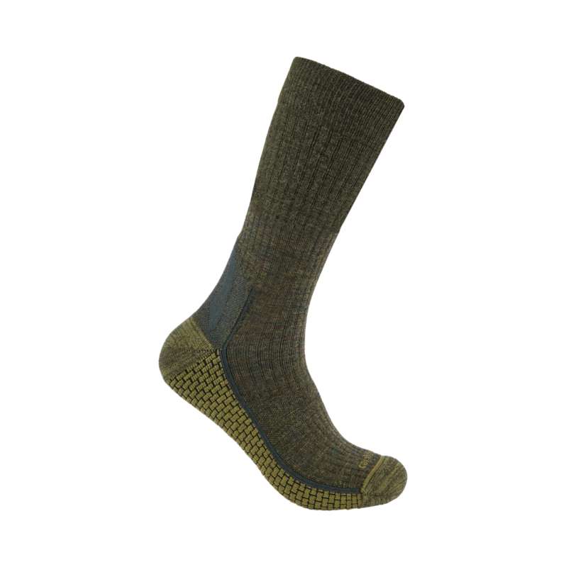 Carhartt  Olive Force Grid Midweight Synthetic-Merino Wool Blend Crew Sock