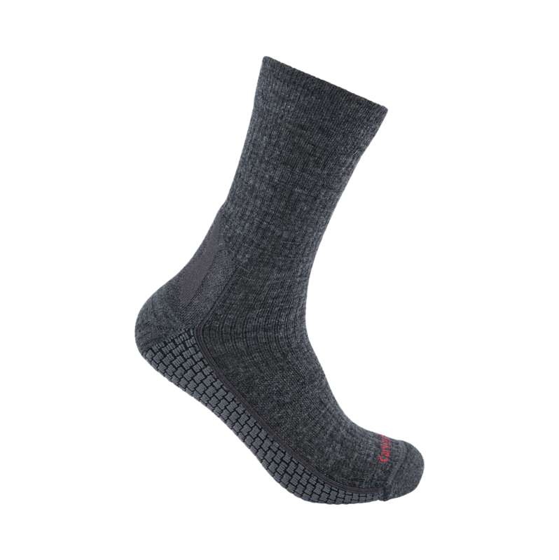 Carhartt  Carbon Heather Force Grid Midweight Synthetic-Merino Wool Blend Crew Sock