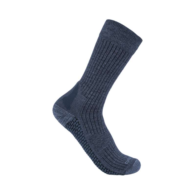 Carhartt  Navy Heather Force Grid Midweight Synthetic-Merino Wool Blend Crew Sock