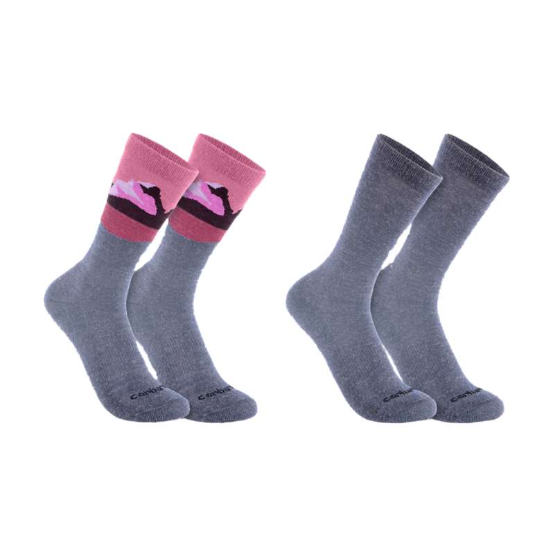 Carhartt  Woodrose Midweight Synthetic-Wool Blend Mountain Crew Sock 2 Pack