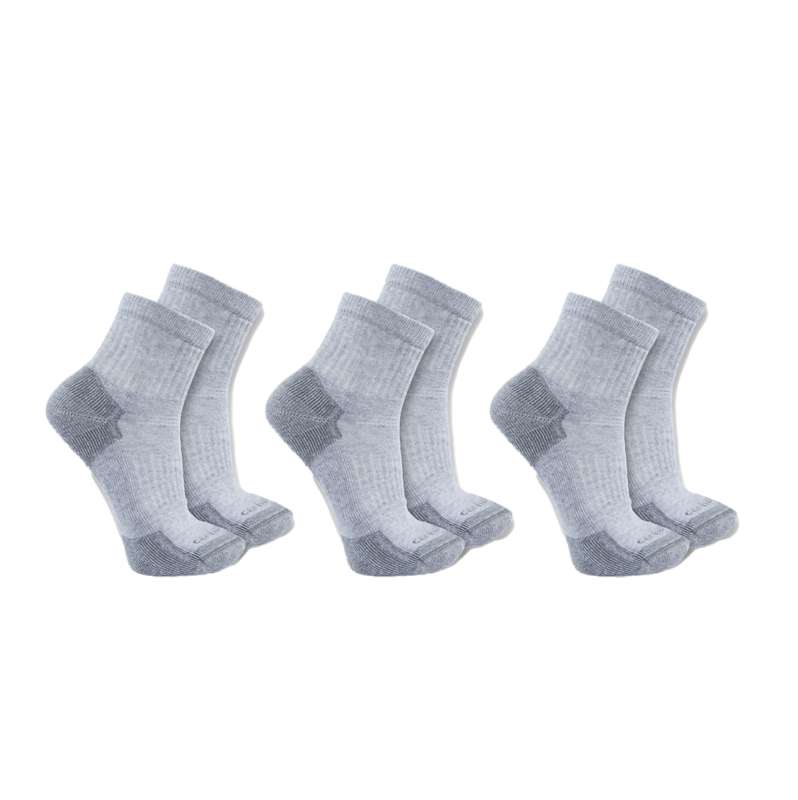 Carhartt  Gray Midweight Cotton Blend Quarter Sock 3 Pairs