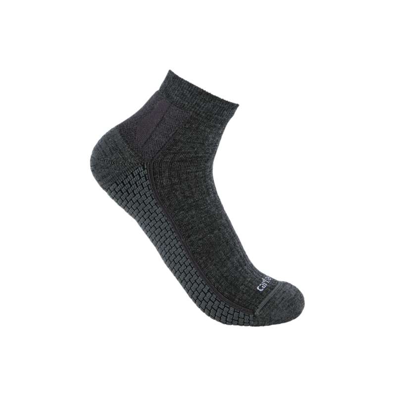 Carhartt  Carbon Heather Force Grid Midweight Synthetic-Merino Wool Blend Quarter Sock