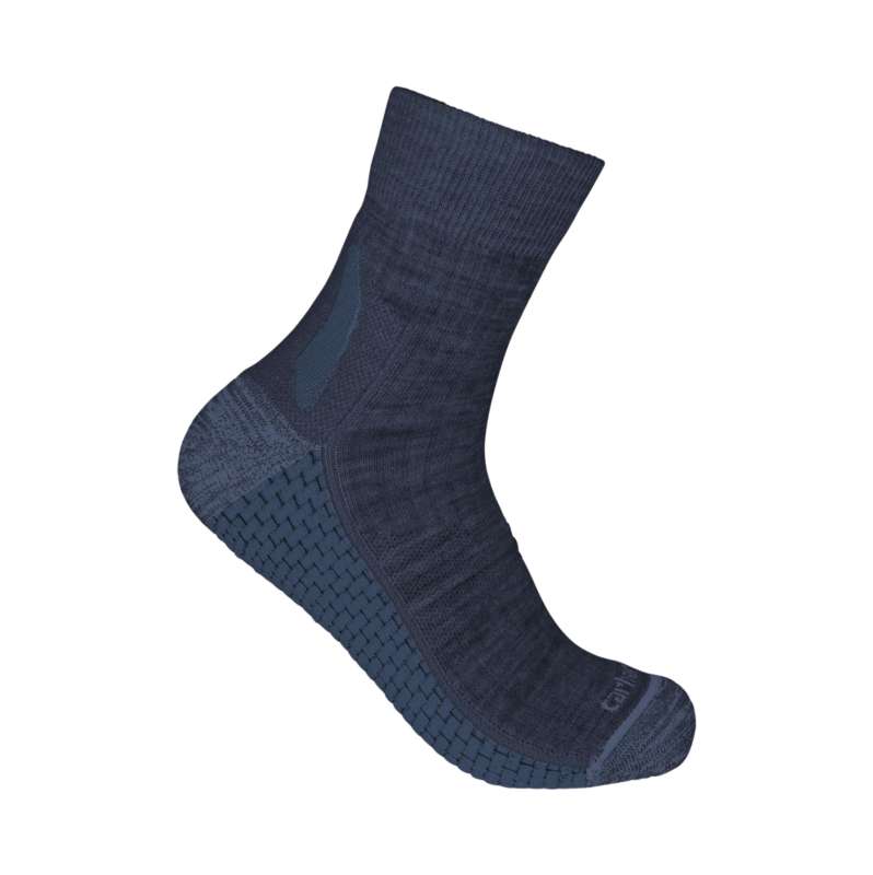 Carhartt  Navy Heather Force Grid Midweight Synthetic-Merino Wool Blend Quarter Sock