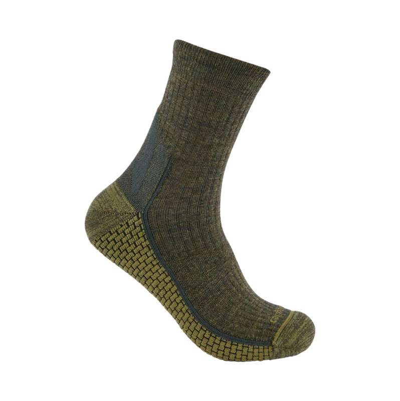 Carhartt  Olive Force Grid Midweight Synthetic-Merino Wool Blend Short Crew Sock