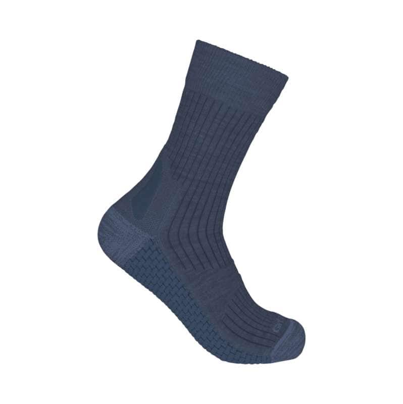 Carhartt  Navy Heather Force Grid Midweight Synthetic-Merino Wool Blend Short Crew Sock