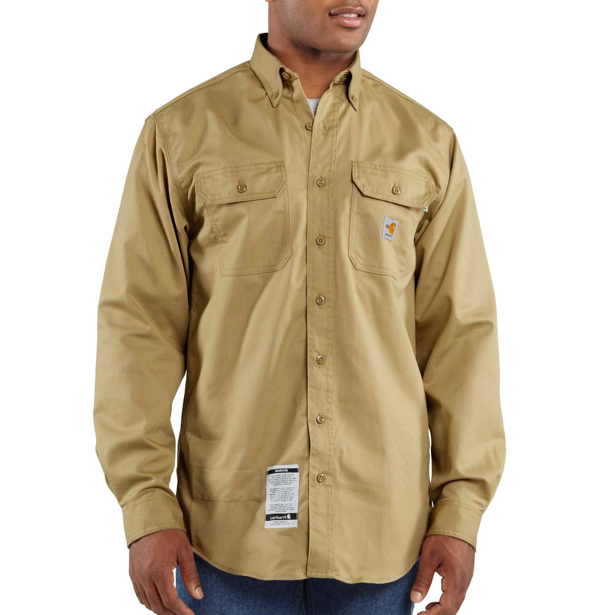 Carhartt Men&s Flame - Resistant Khaki Twill Shirt