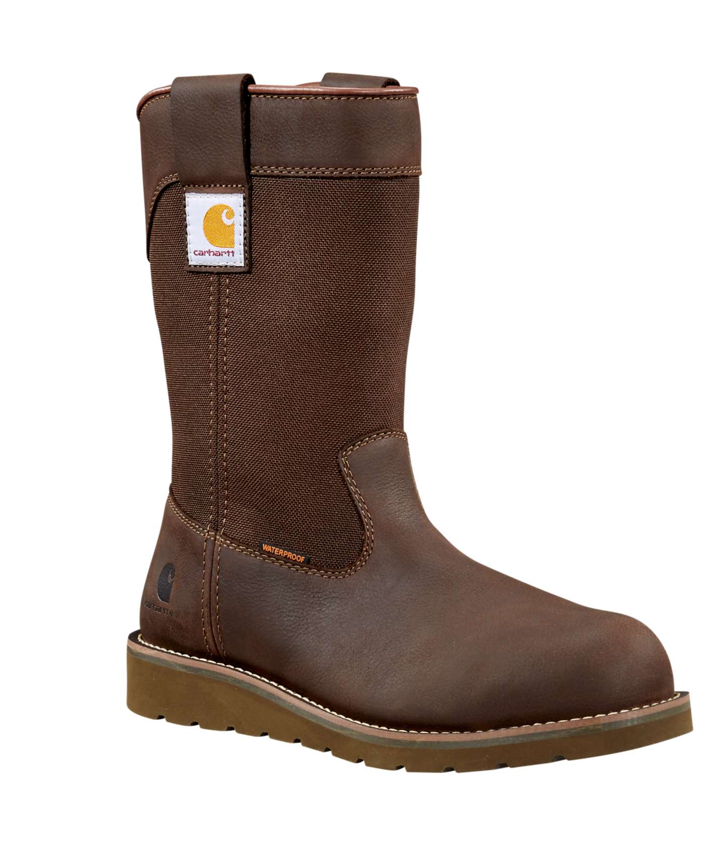 Мужские ботинки Carhartt Waterproof 10" Steel Toe Wellington Wedge, цвет: Тёмный коричневый — фото 2