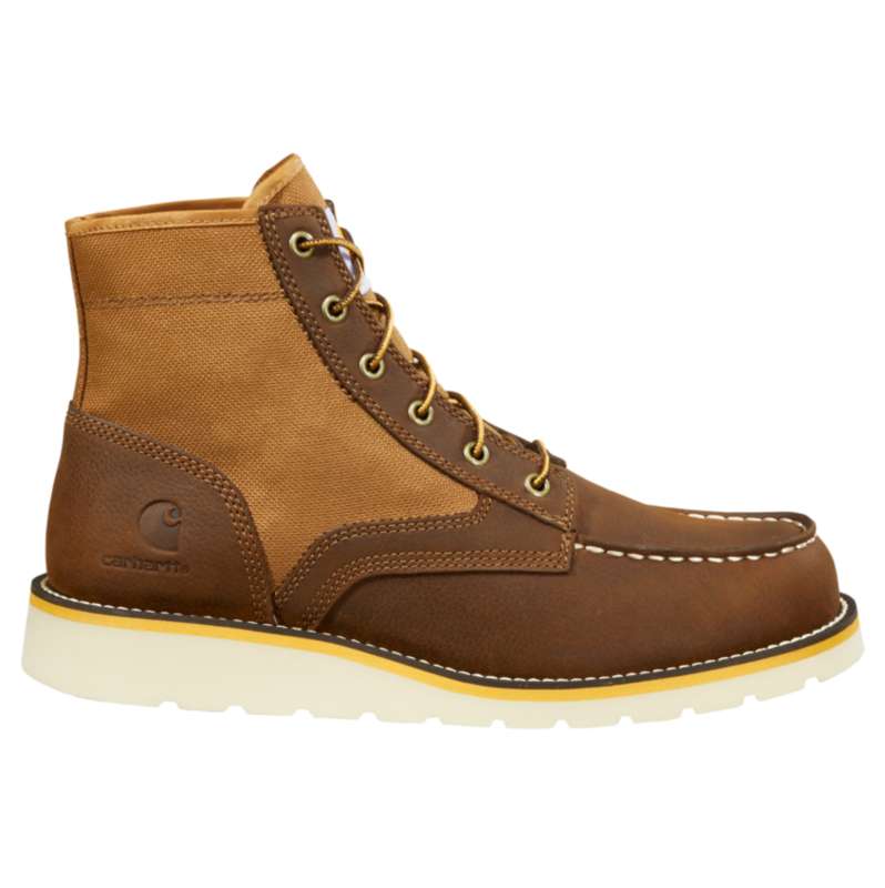 Carhartt  Brown Leather and Nylon 6" Moc Toe Wedge Boot