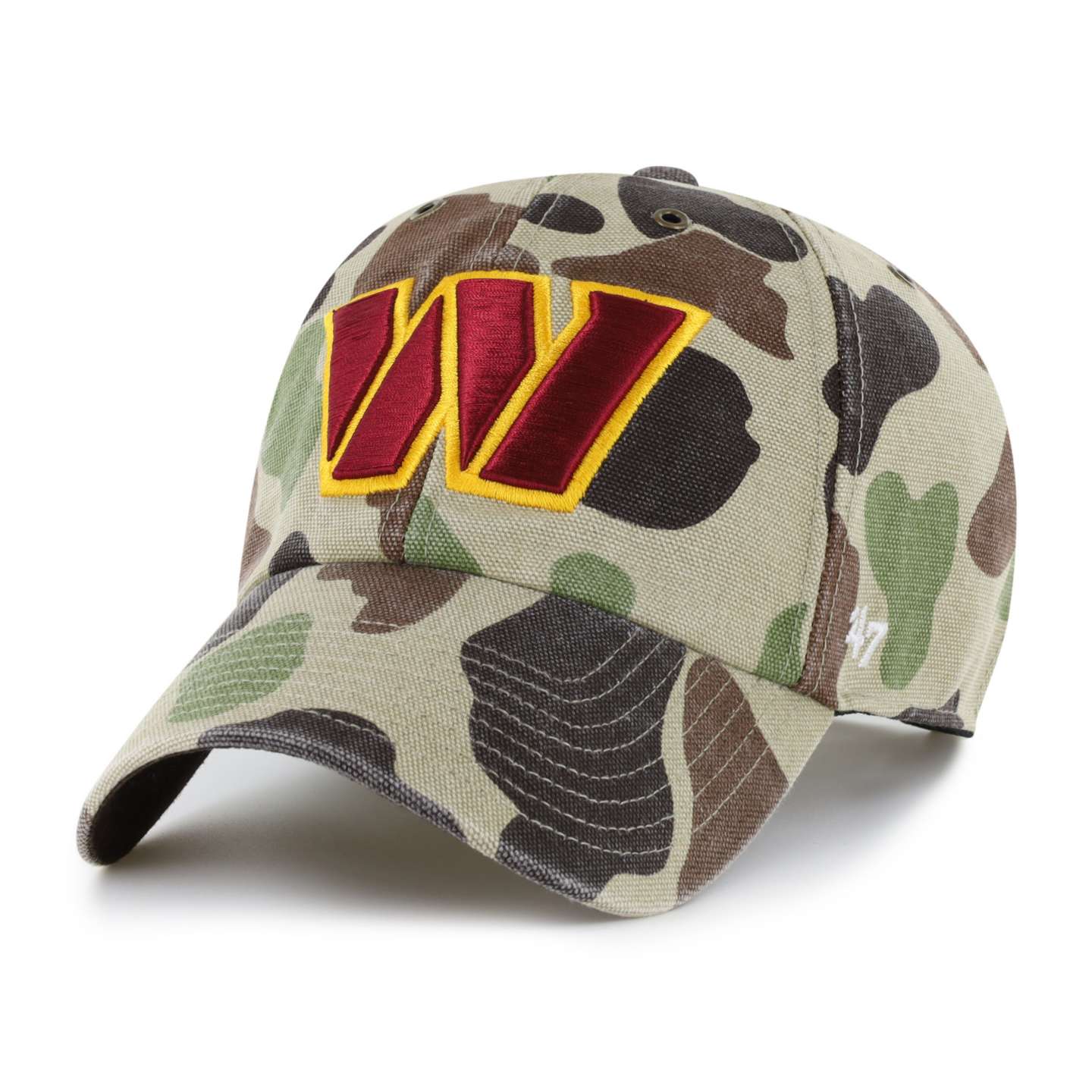 Мужская бейсболка '47 Washington Commanders Camo Clean Up для Carhartt, цвет: Камуфляжный — фото 1