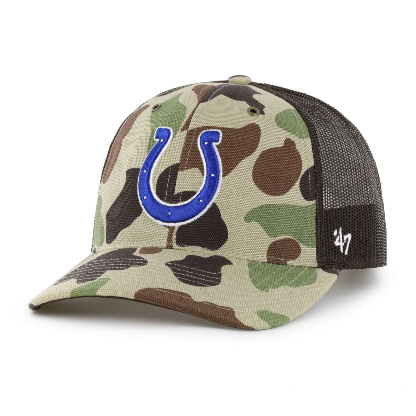 Мужская кепка-тракер '47 Indianapolis Colts Camo Trucker для Carhartt, свободный крой, цвет: Камуфляжный — фото 1