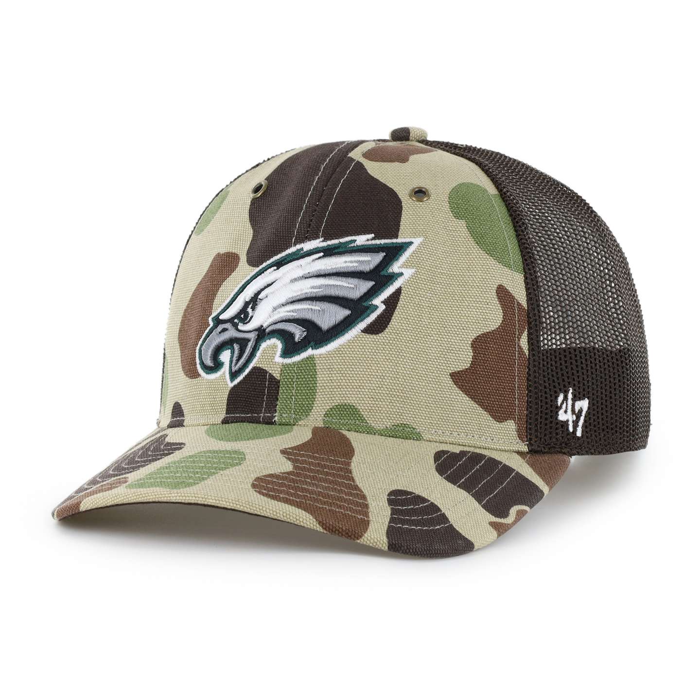 Мужская кепка-тракер '47 Philadelphia Eagles Camo Trucker для Carhartt, свободный крой, цвет: Камуфляжный — фото 1