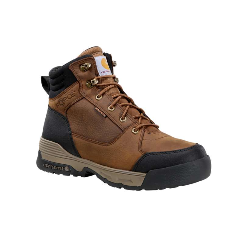 Carhartt  Bison Brown Oil Tan Force HD 6" Waterproof Soft Toe Work Boot