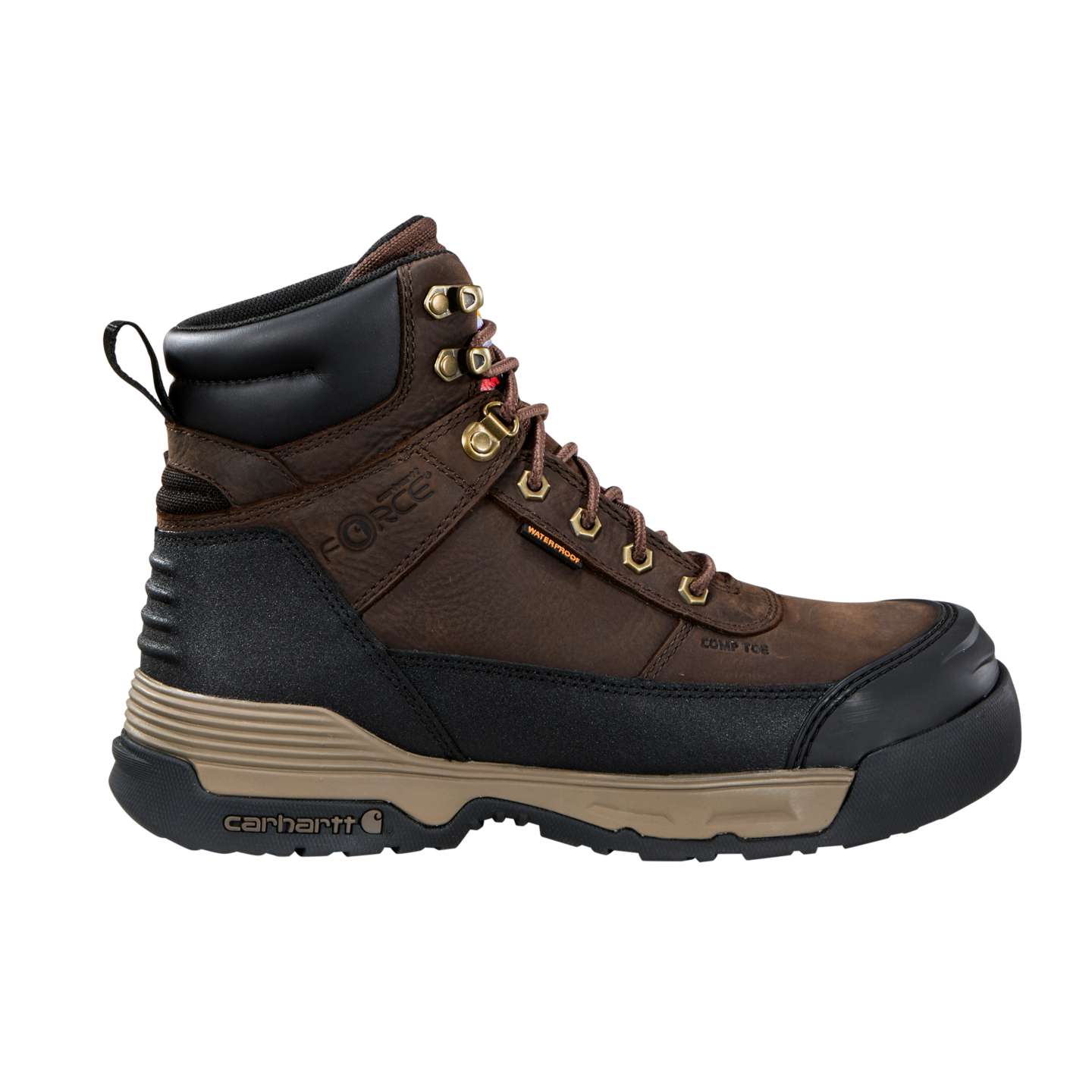 Мужские ботинки Carhartt Force HD 6" Waterproof Insulated Composite Toe Work, цвет: Тёмный коричневый — фото 2