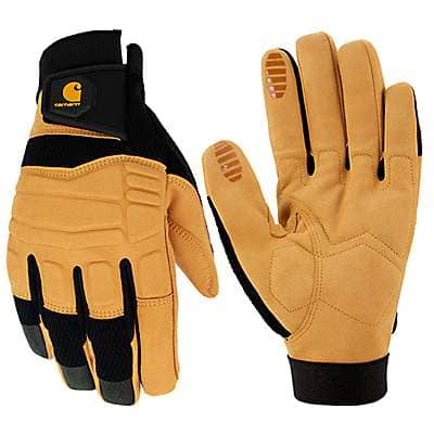 Carhartt Men's Black Barley Synthetic Leather High Dexterity Molded Knuckle Secure Cuff Glove