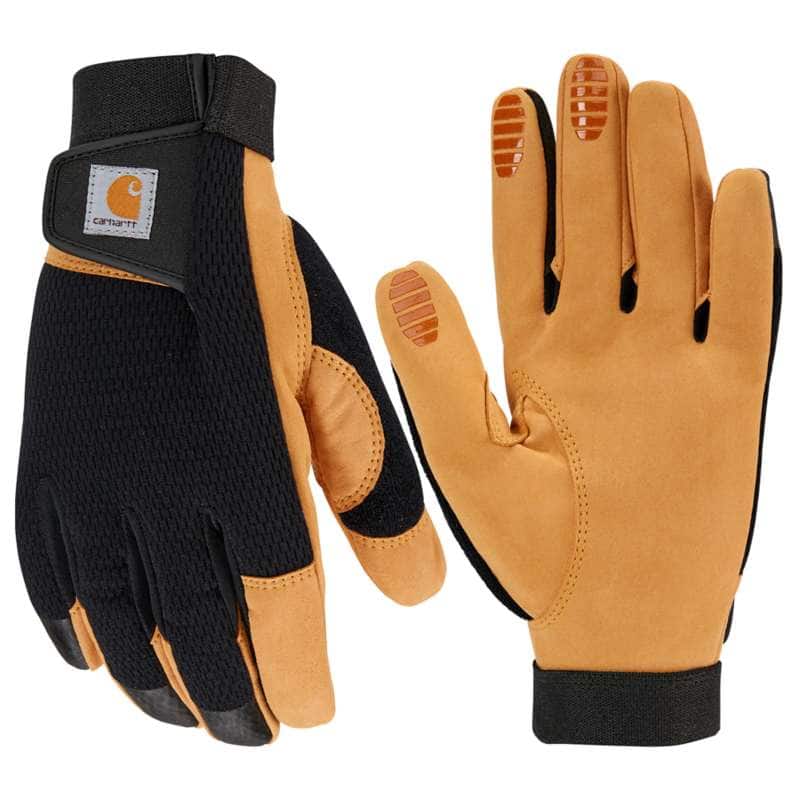 Carhartt Men's Synthetic Leather High Dexterity Touch Sensitive Secure Cuff Gloves-Black Barley-XL