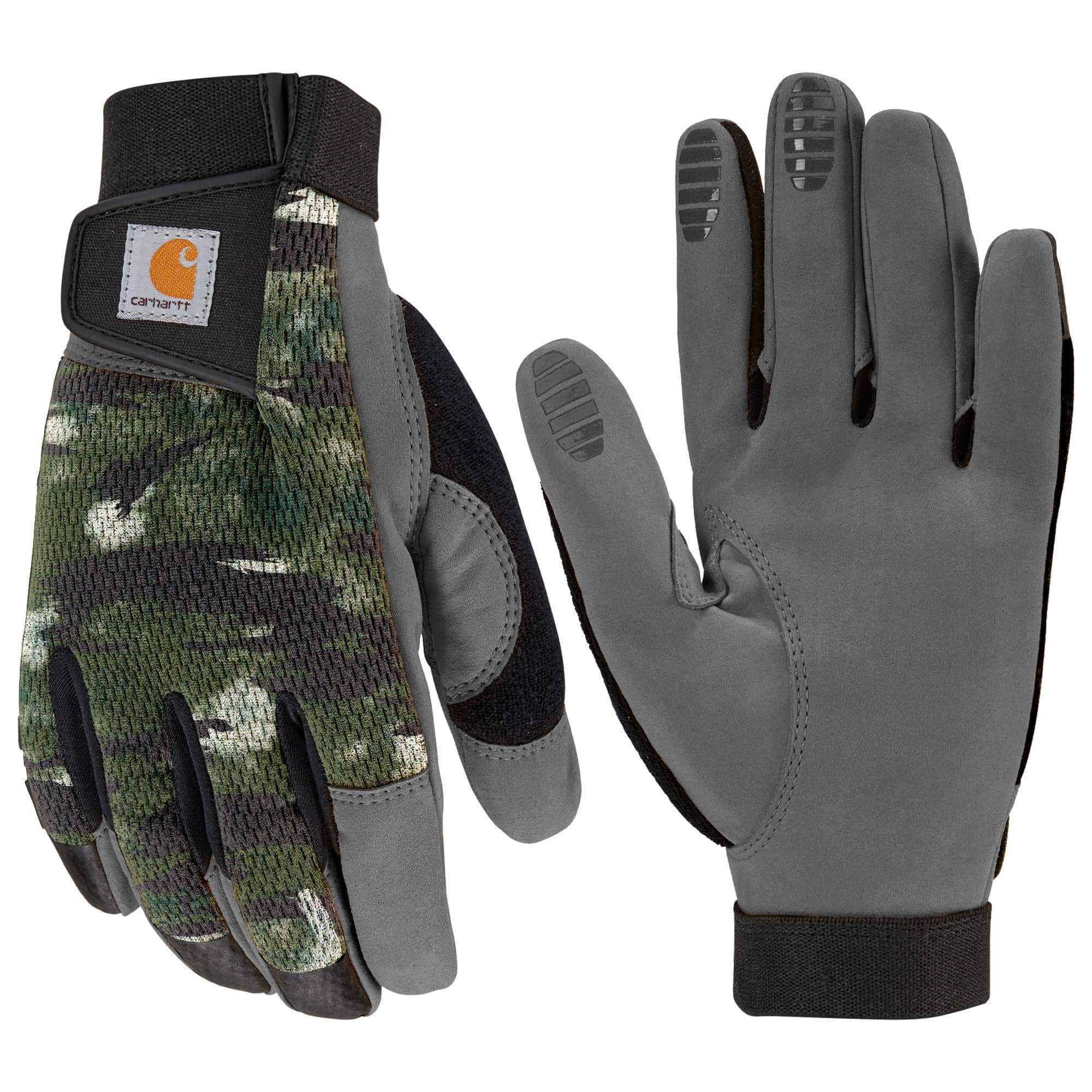 Carhartt Men's High Dexterity Open Cuff Gloves, Large, Black/Barley