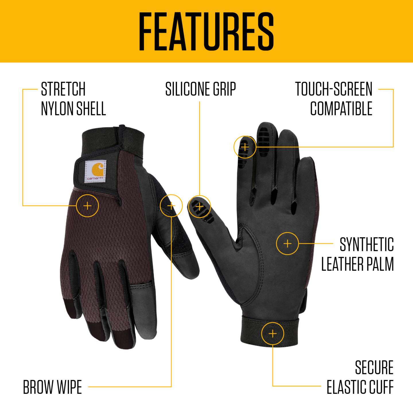 Женские перчатки Carhartt Synthetic Leather High Dexterity Touch Sensitive Secure Cuff, цвет: Ежевичный — фото 2