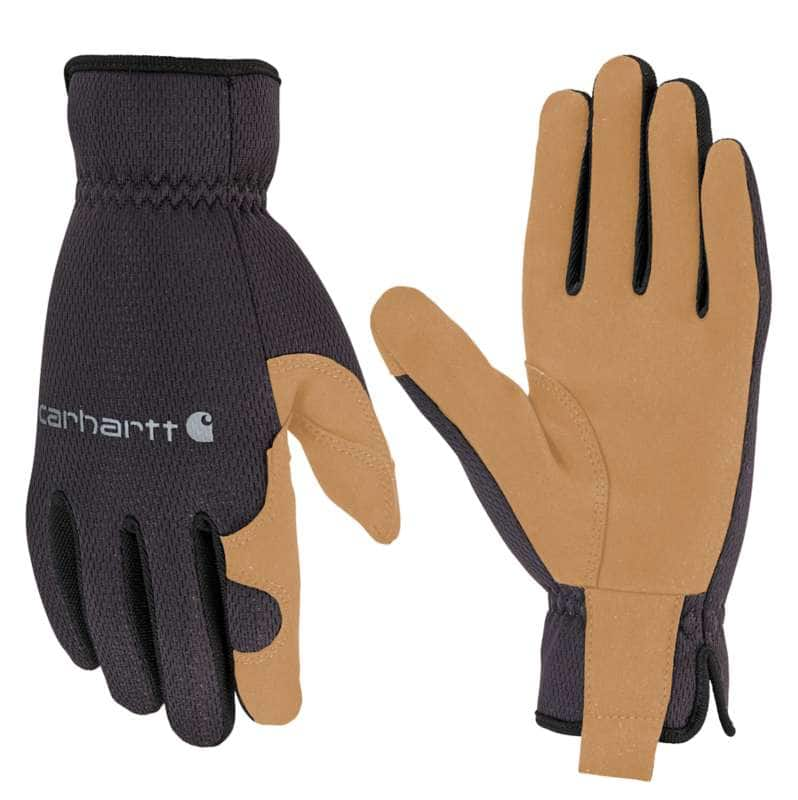 Carhartt Men's High Dexterity Open Cuff Gloves, Large, Black/Barley