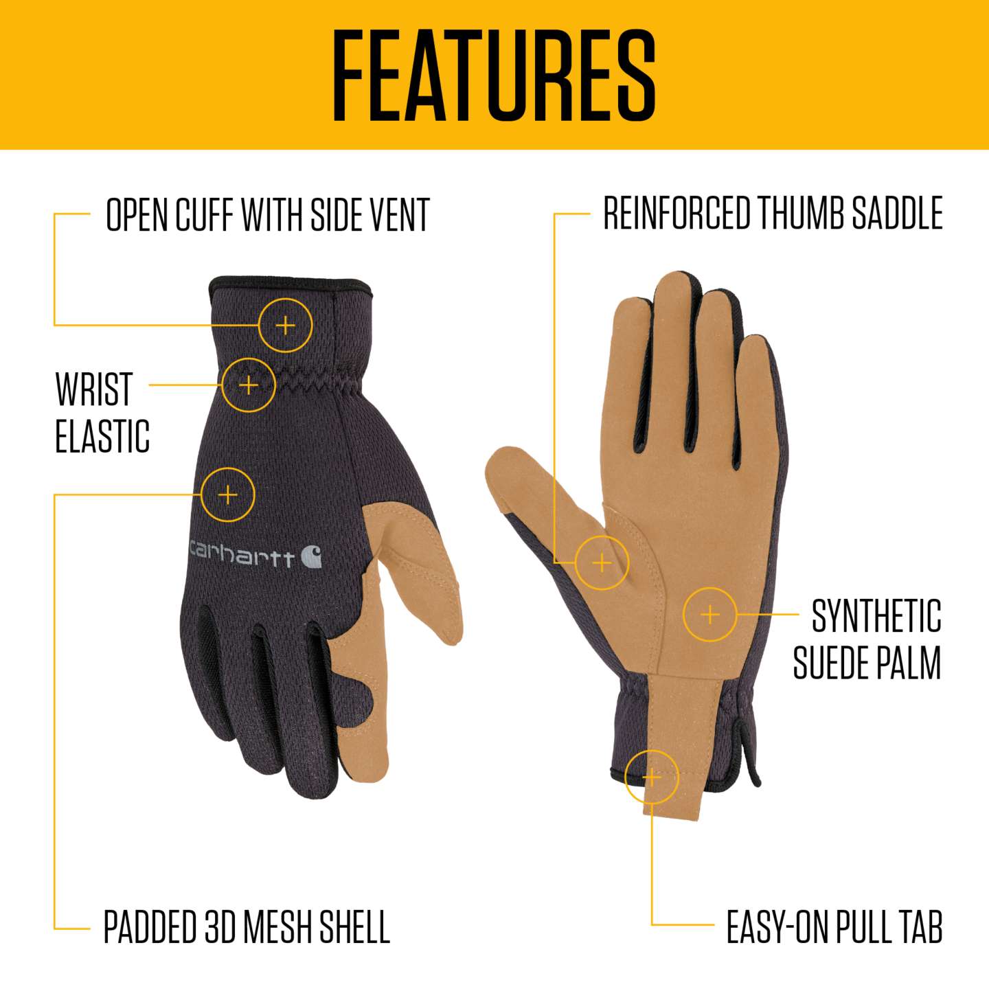 Мужские перчатки Carhartt High Dexterity Open Cuff, цвет: Чёрный — фото 2