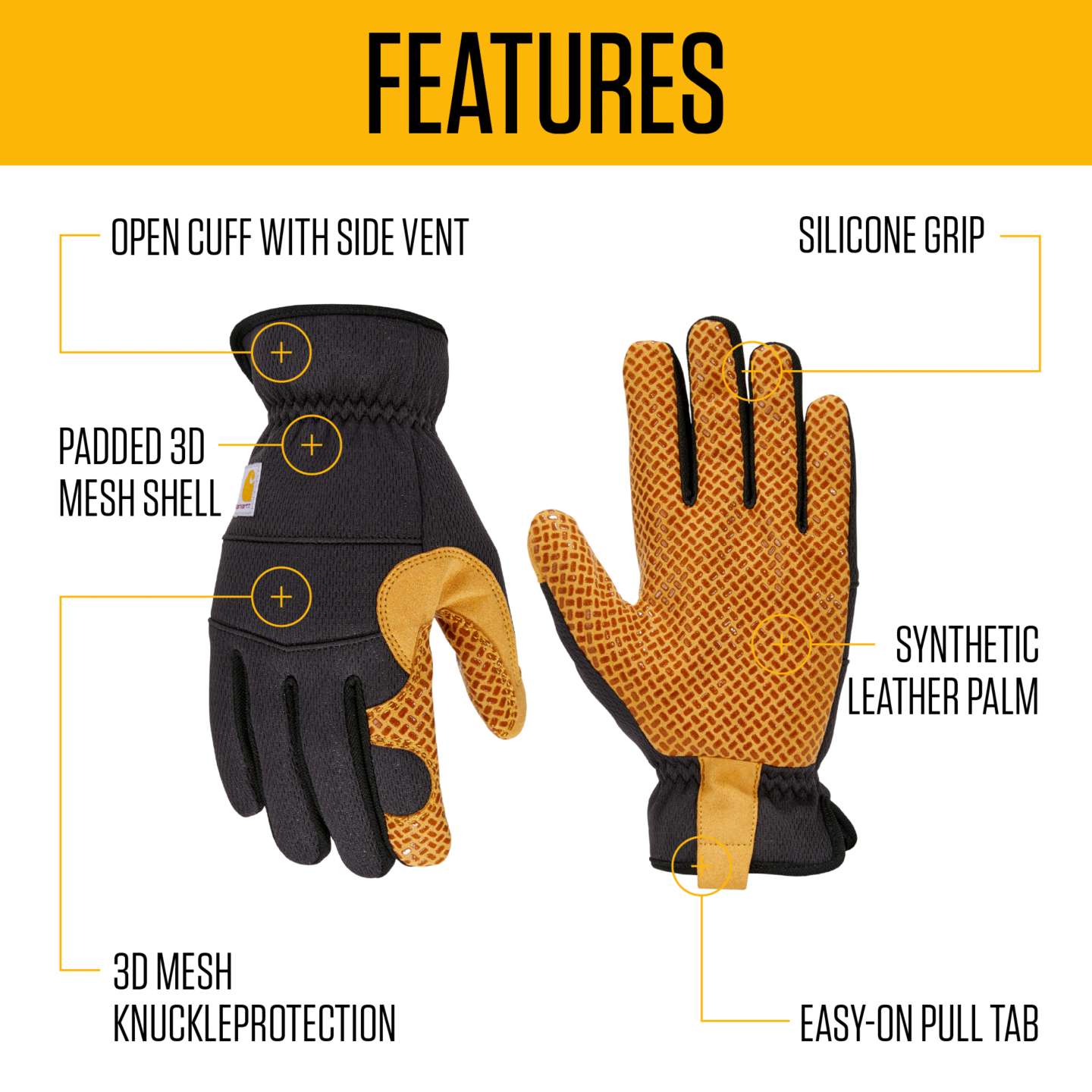 Мужские перчатки Carhartt High Dexterity High Grip, цвет: Чёрный — фото 2
