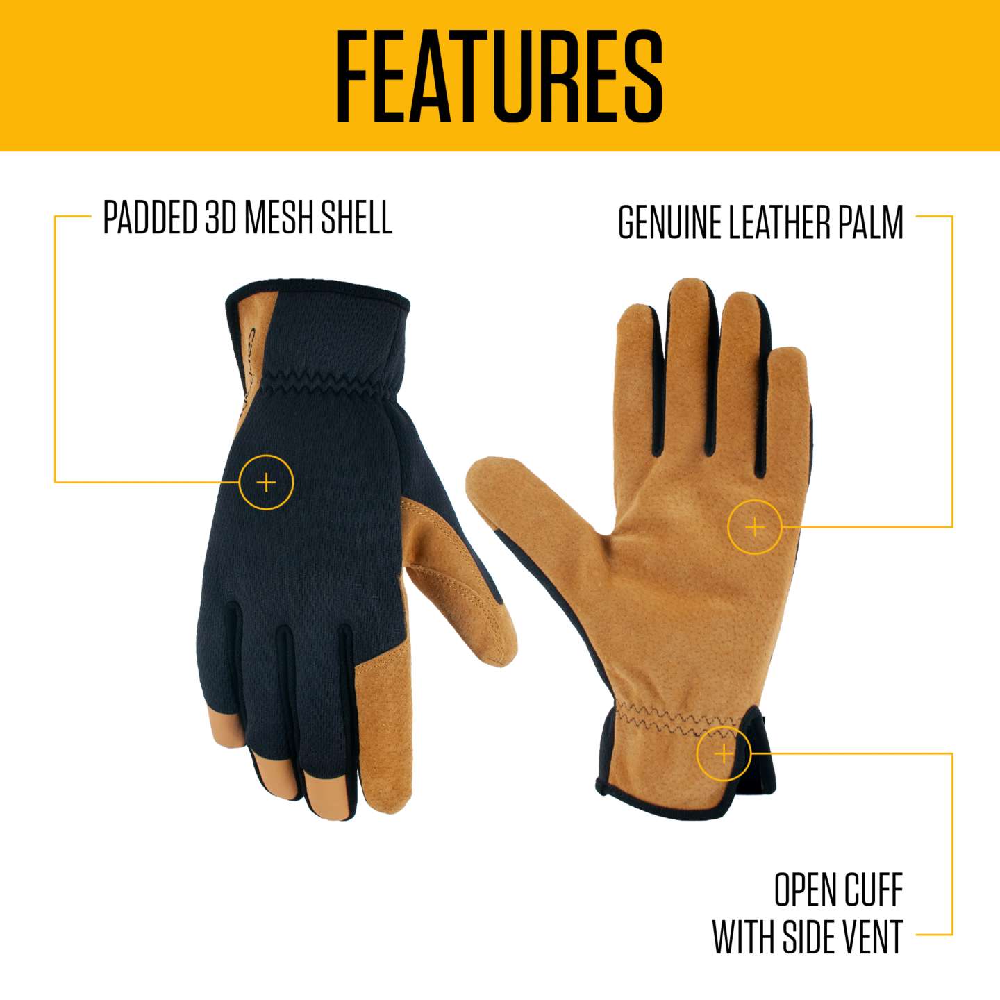 Мужские перчатки Carhartt Leather High Dexterity, цвет: Чёрный — фото 2