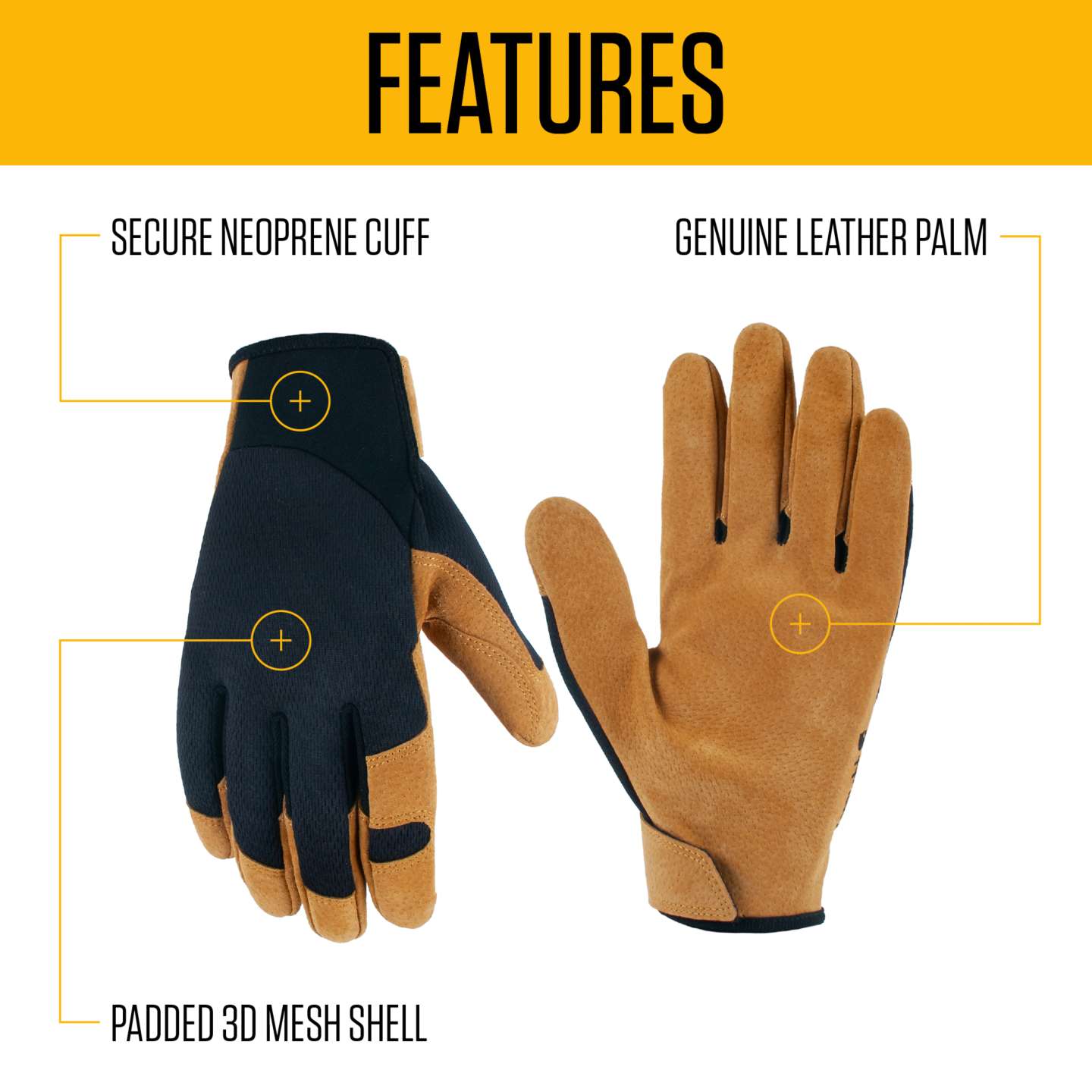Мужские перчатки Carhartt Leather High Dexterity Secure Cuff, цвет: Чёрный — фото 2