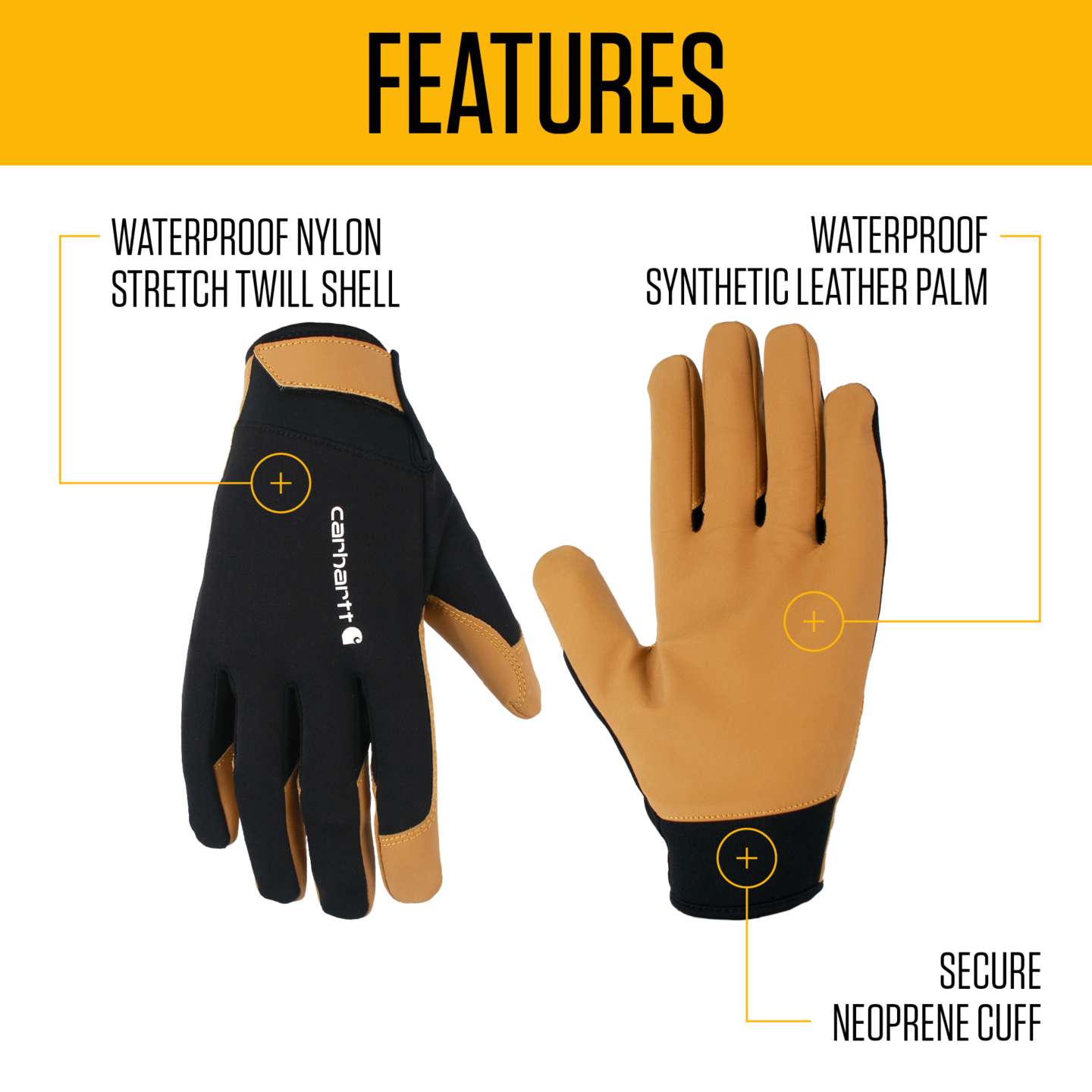 Мужские перчатки Carhartt Durable Water Repellent High Dexterity, цвет: Чёрный — фото 2