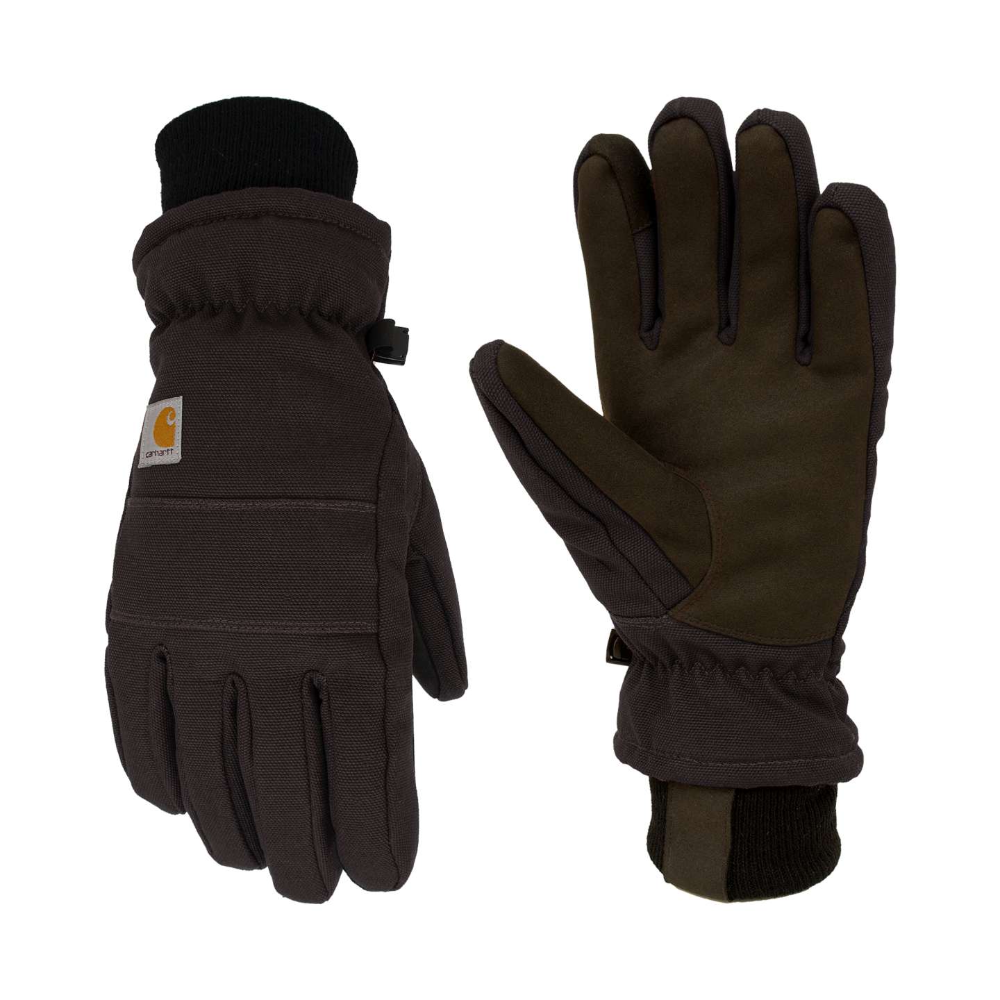 Мужские перчатки Carhartt Insulated Duck/Synthetic Leather Knit Cuff Glove, цвет: Чёрный — фото 1
