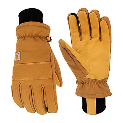 Carhartt Men's Brown Insulated Duck/Synthetic Leather Knit Cuff Glove