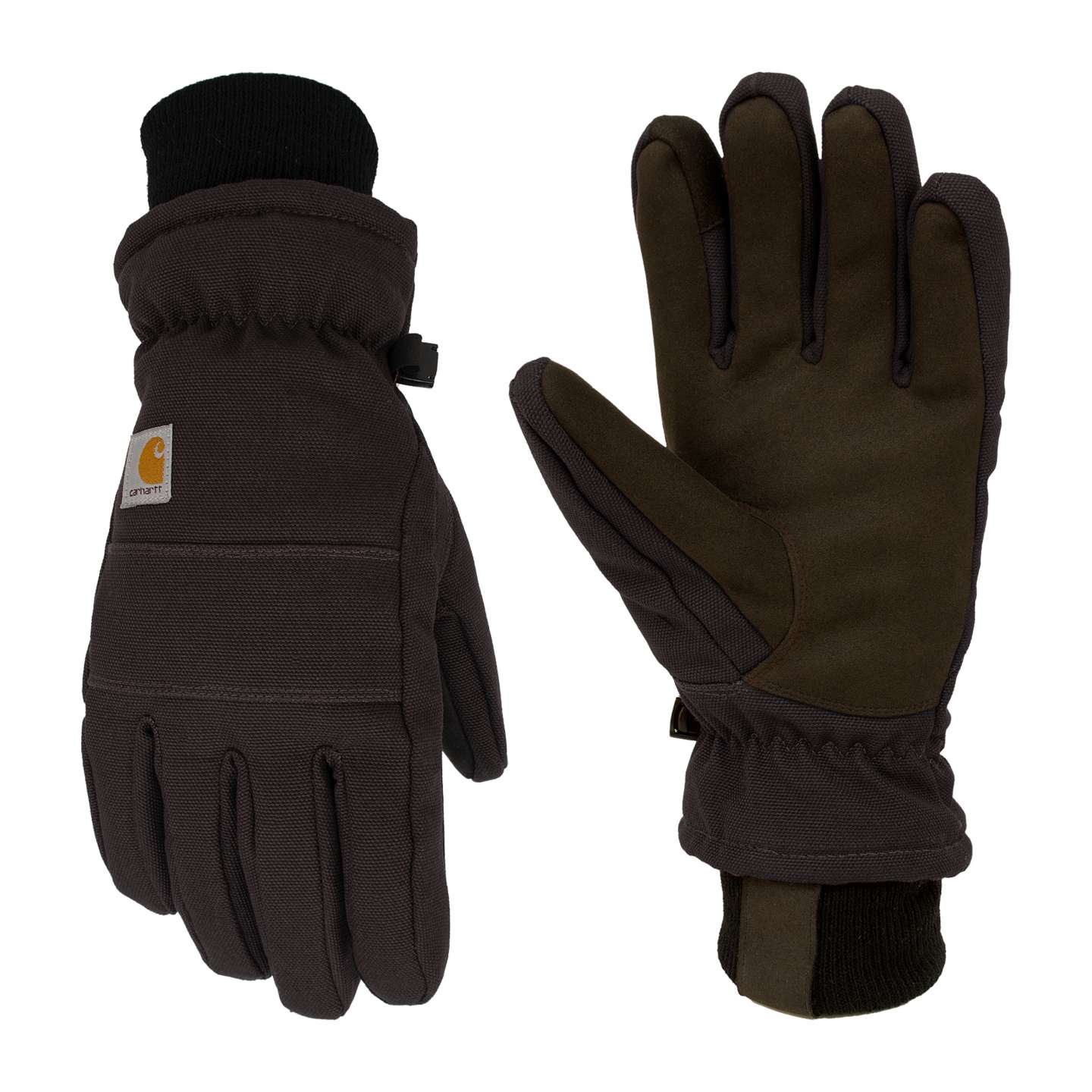 Женские перчатки Carhartt Insulated Duck/Synthetic Leather Knit Cuff Glove, цвет: Чёрный — фото 1