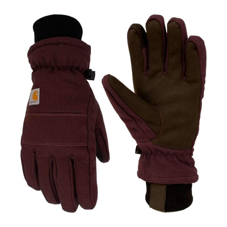 Carhartt  Deep Wine Women's Insulated Duck/Synthetic Leather Knit Cuff Glove