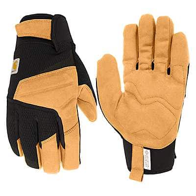 Carhartt Men's Black Barley Wind Fighter® Insulated Synthetic Leather Secure Cuff Gloves