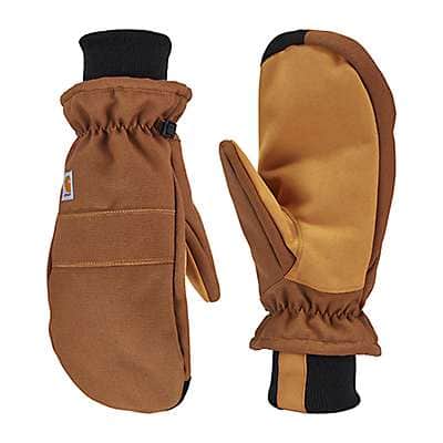 Carhartt Men's Carhartt Brown Insulated Duck Synthetic Leather Knit Cuff Mitt