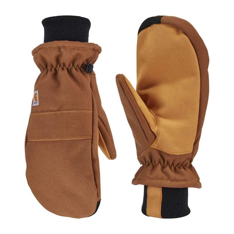 Carhartt  Carhartt Brown Insulated Duck Synthetic Leather Knit Cuff Mitt