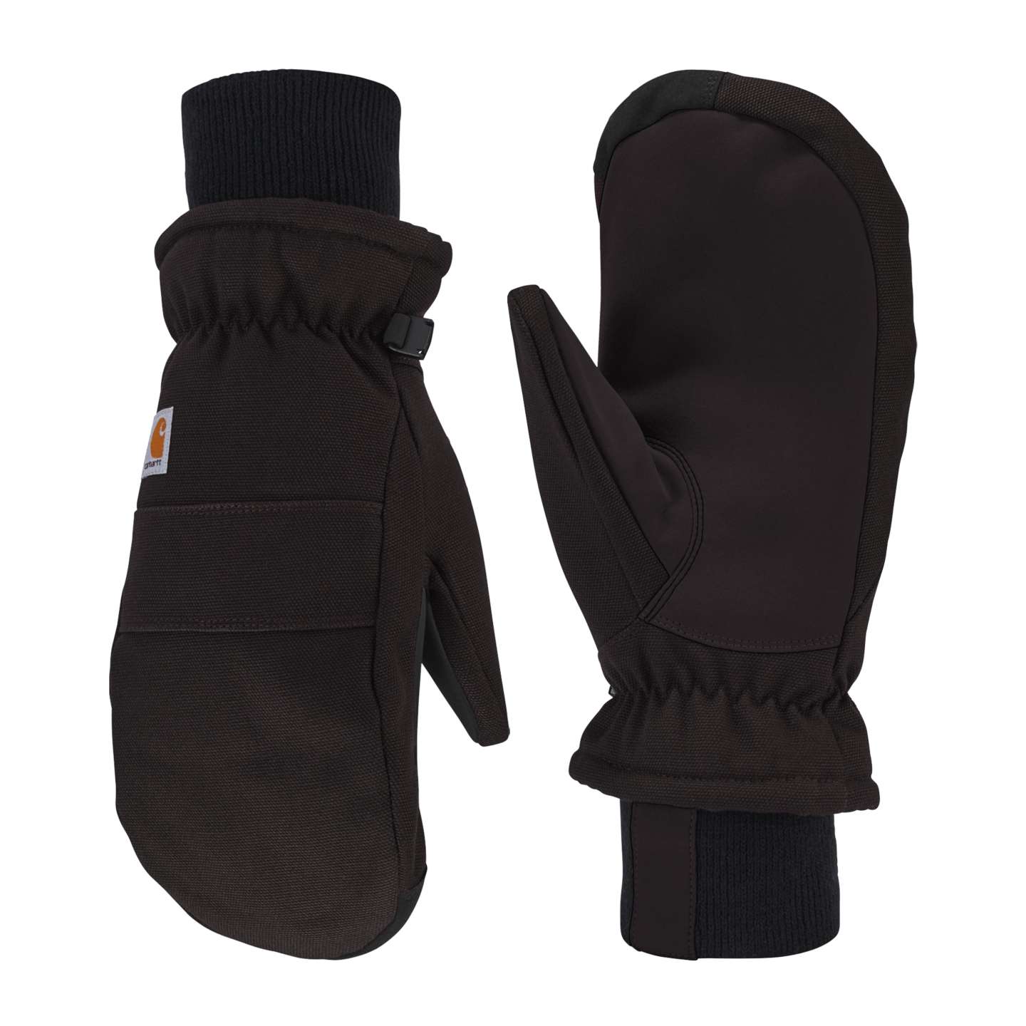 Женская утеплённая варежка Carhartt Duck из искусственной кожи с трикотажной манжетой, цвет: Чёрный — фото 1