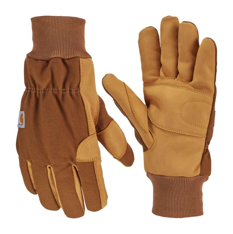 Carhartt  Carhartt Brown Women's Insulated Duck Synthetic Leather Knit Cuff Glove