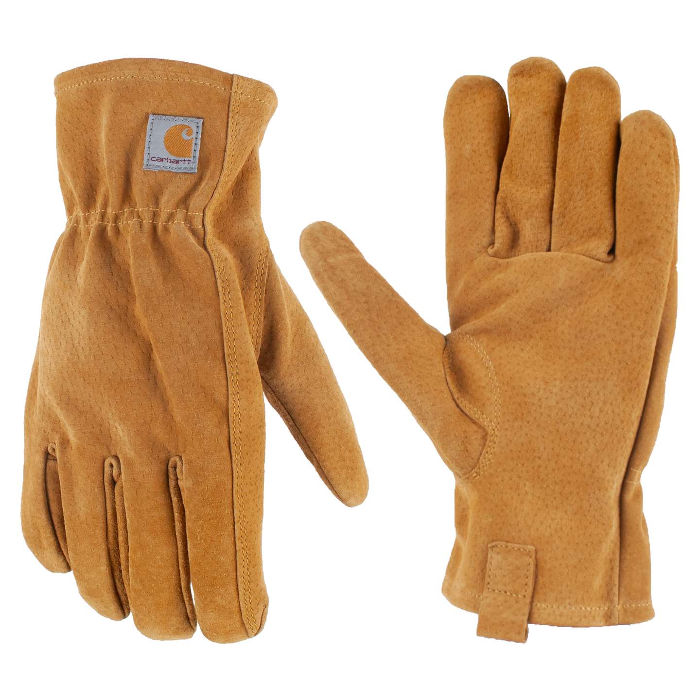 Мужские перчатки Carhartt Leather Open Cuff Glove, цвет: Коричневый — фото 1