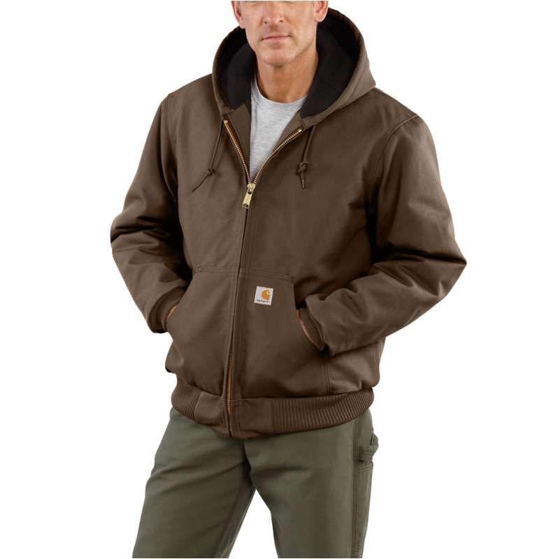 Carhartt  Coffee Loose Fit Firm Duck Insulated Flannel-Lined Active Jac