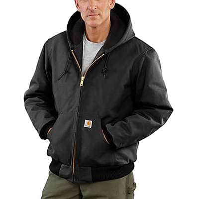 Carhartt Men's Black Flannel-Lined Active Jac - Loose Fit - Firm Duck - 3 Warmest Rating