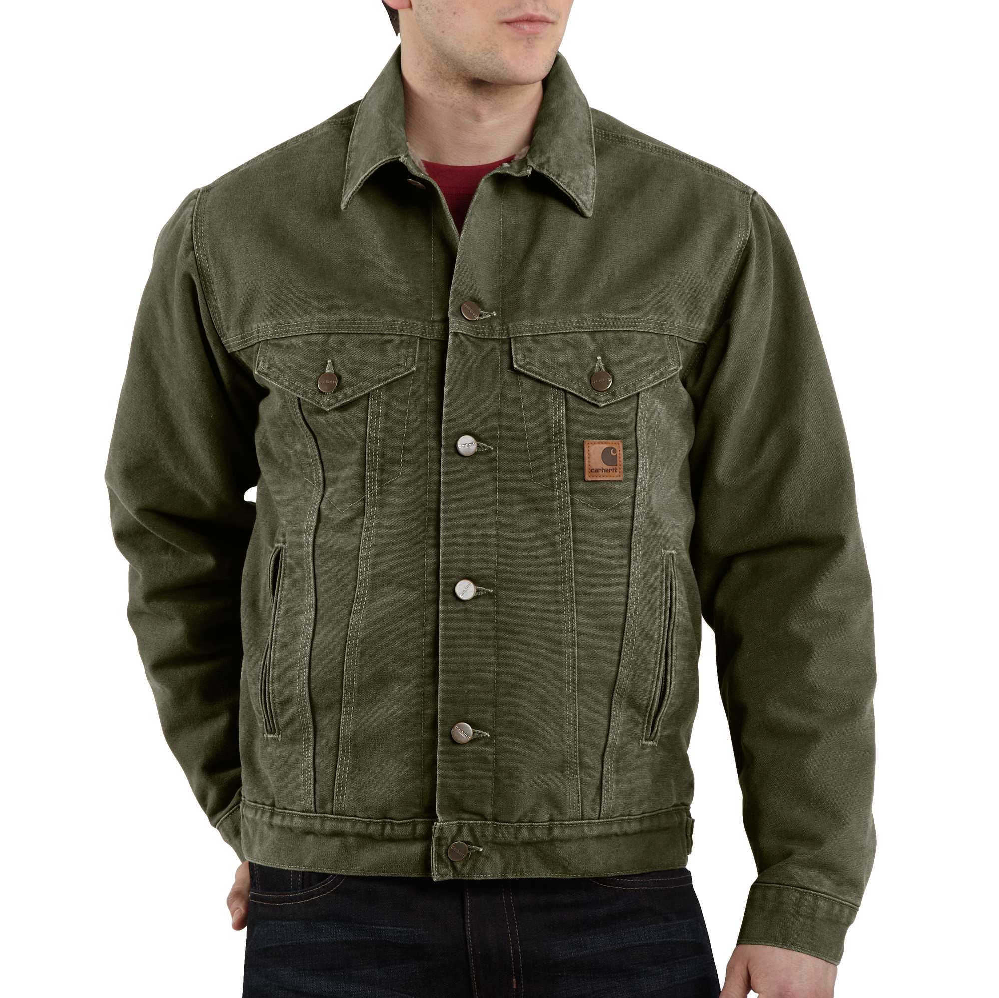 carhartt sherpa lined denim jacket mens