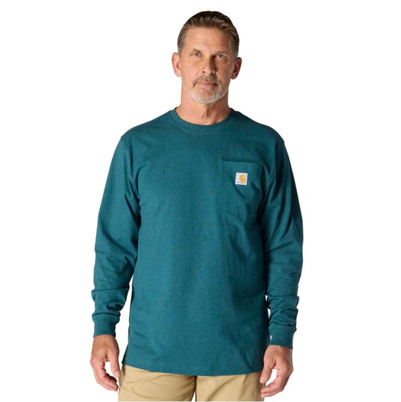 Carhartt  Greenstone Heather Loose Fit Heavyweight Long-Sleeve Pocket T-Shirt