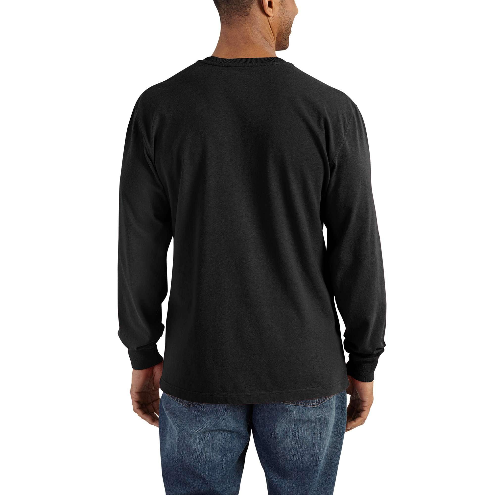 back of black long sleeve shirt